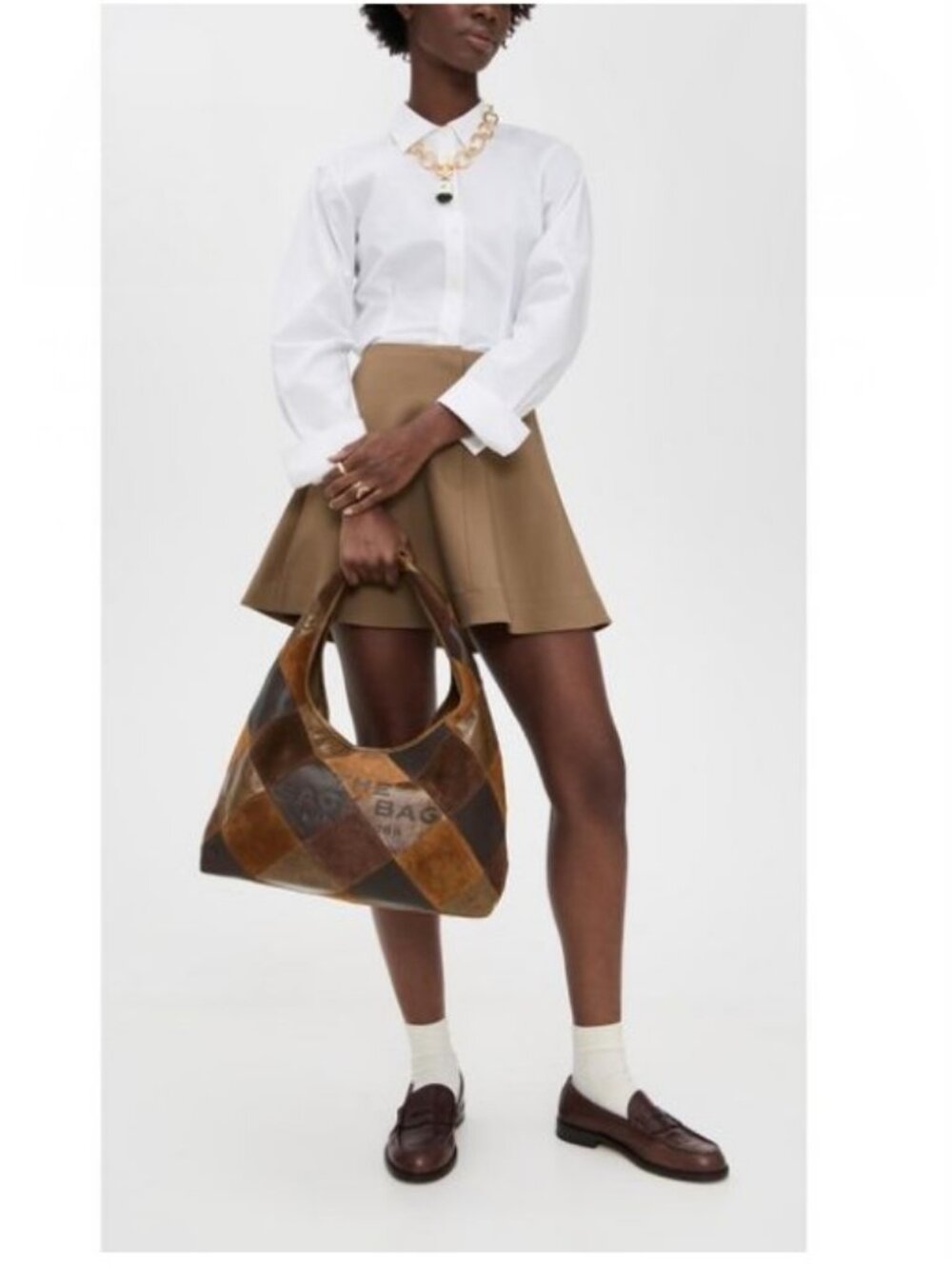 MARC JACOBS The Suede Patchwork Sack large hobo shoulder bag + Dust bag BROWN - Picture 7 of 16